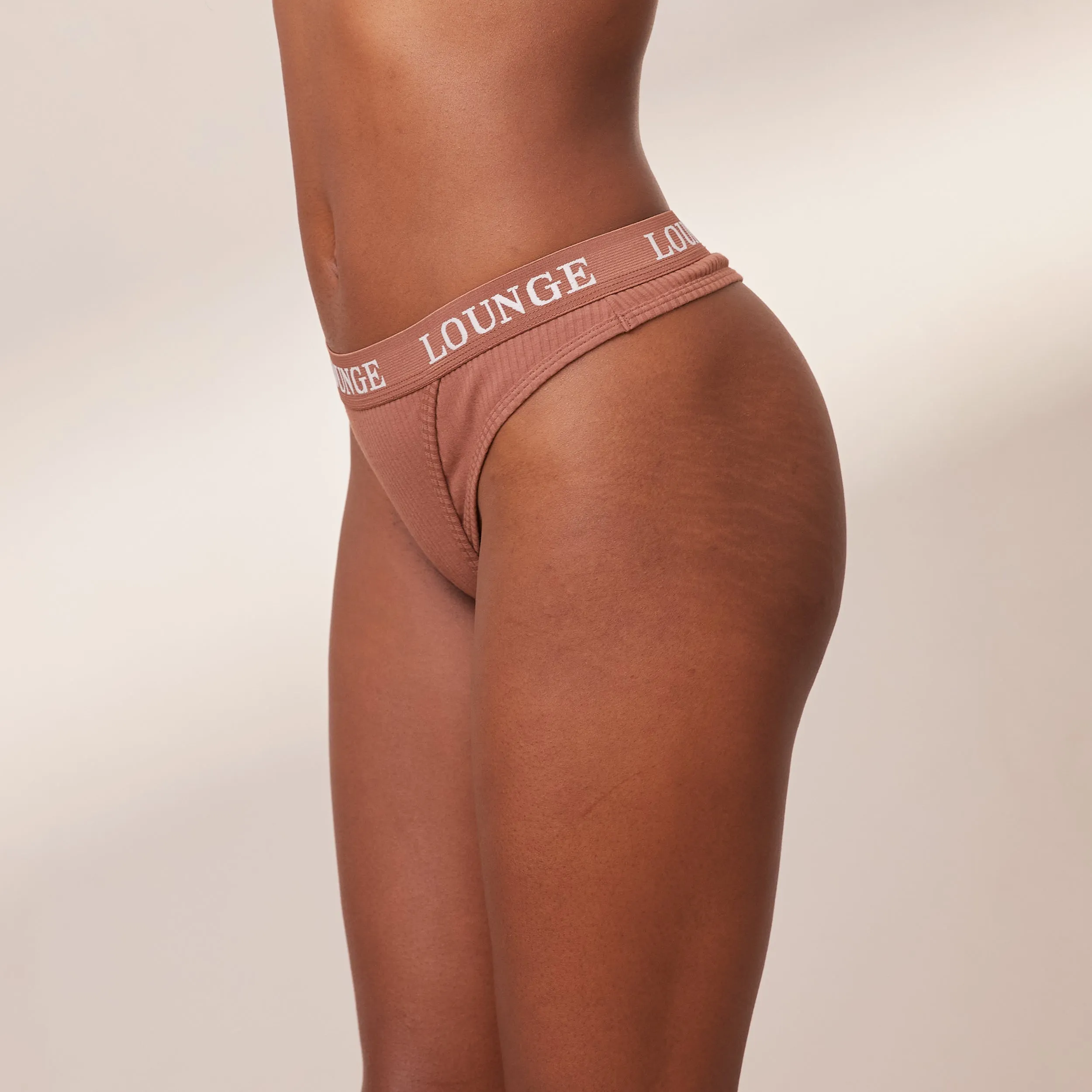 Mocha Ultra Comfort Ribbed Thong for Women