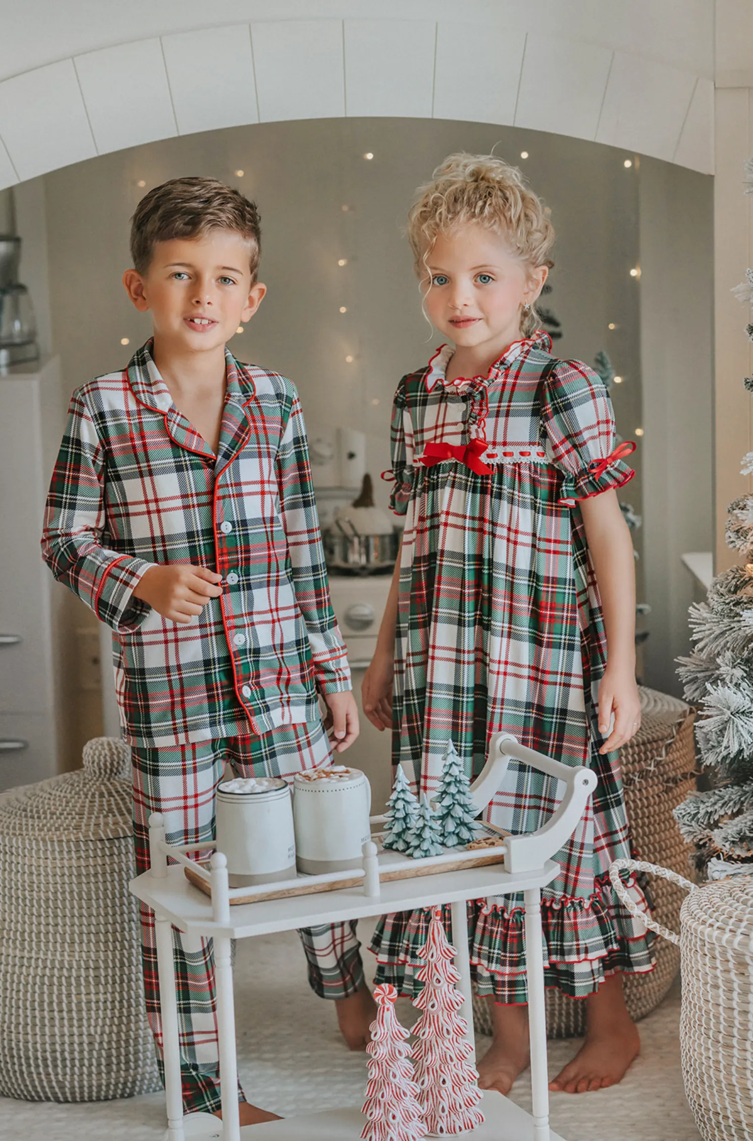 Unisex Pj's in White Plaid