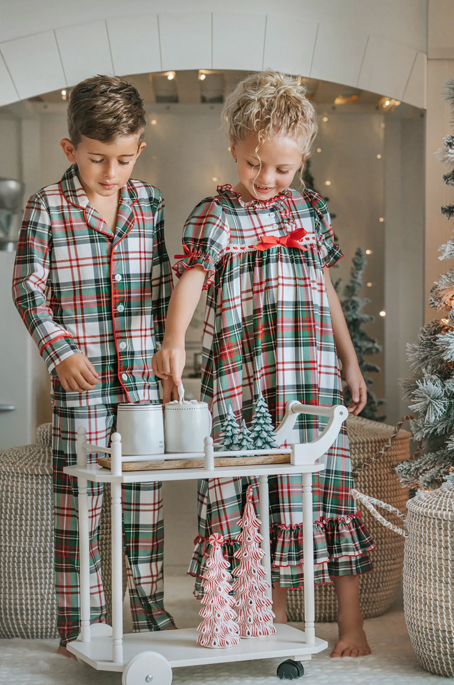 Unisex Pj's in White Plaid