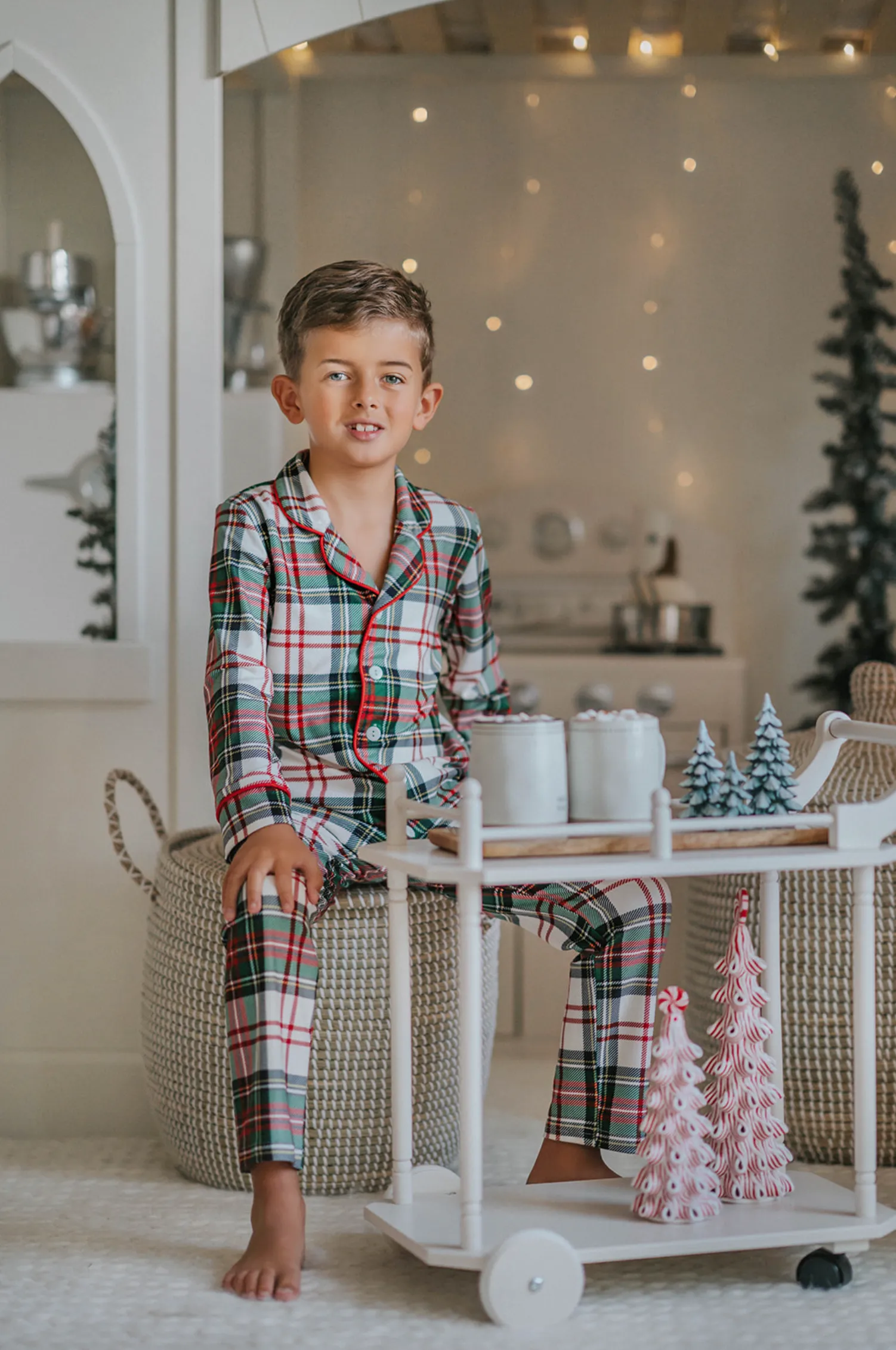 Unisex Pj's in White Plaid