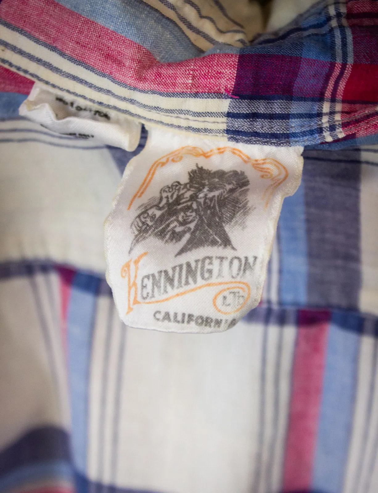 Vintage Kennington Plaid Button Up Shirt 70s Medium