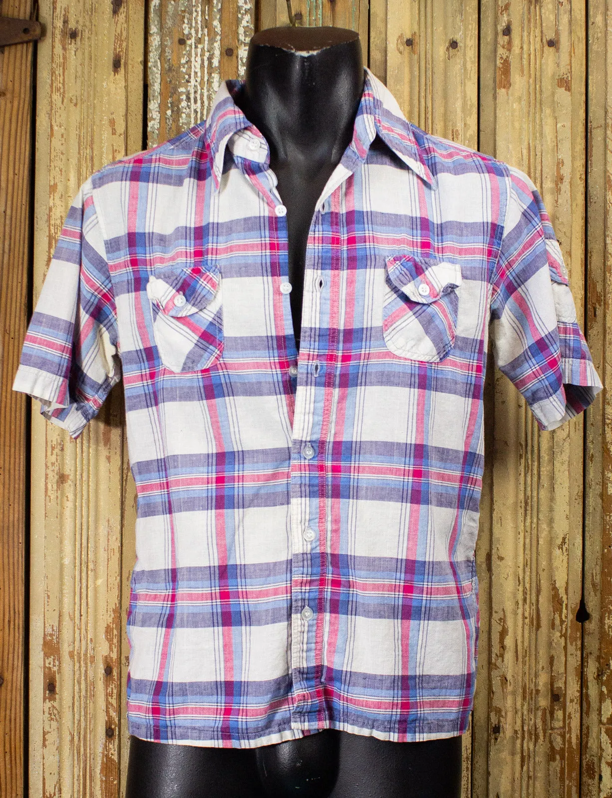 Vintage Kennington Plaid Button Up Shirt 70s Medium