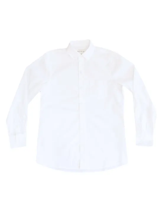 White Essential Long Sleeve Button-Up