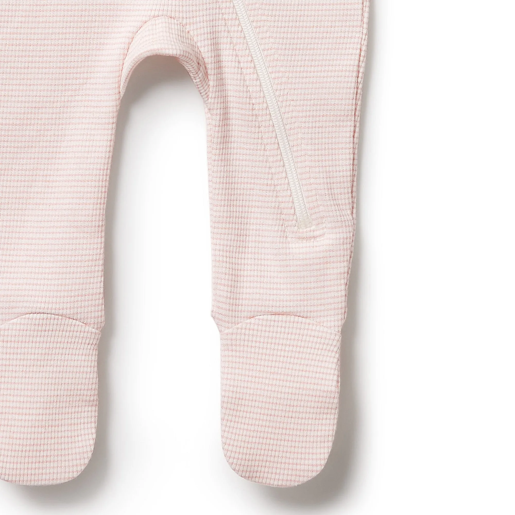 Wilson & Frenchy Organic Stripe Rib Zipsuit with Feet - Cantaloupe