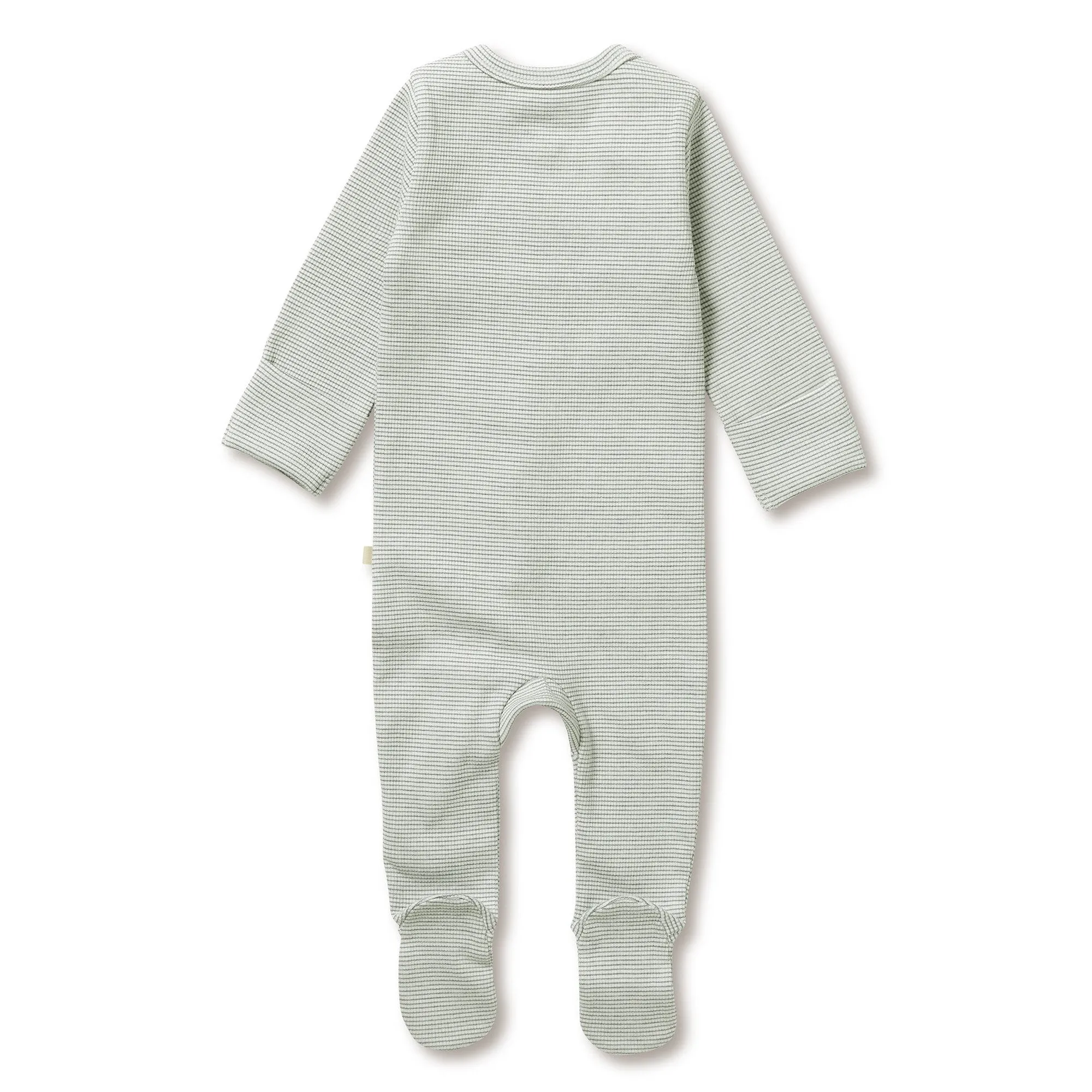 Wilson & Frenchy Organic Stripe Rib Zipsuit with Feet - Fern