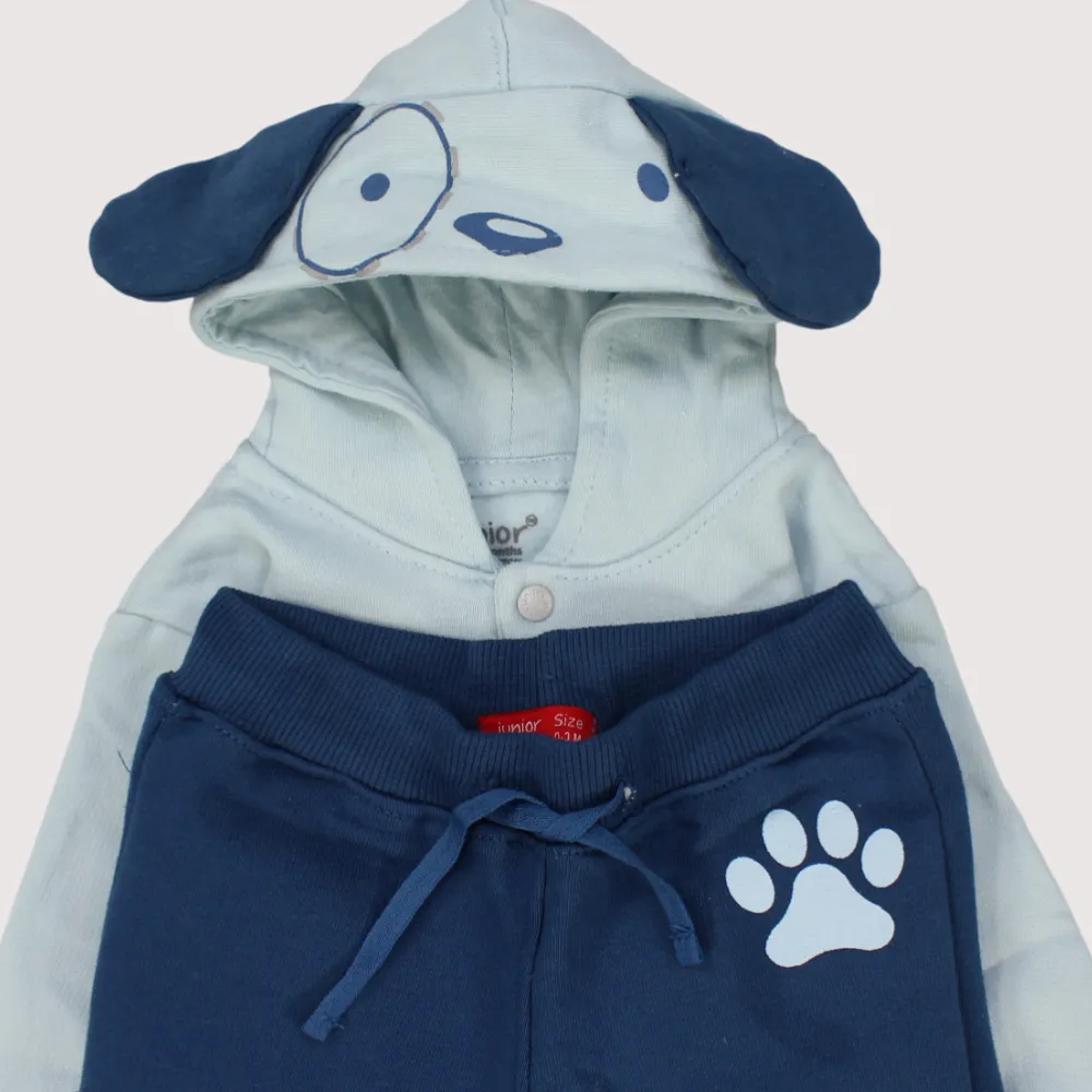 Woofy Puppy Long-Sleeved Fleeced Hooded Pajama