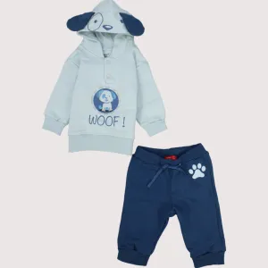 Woofy Puppy Long-Sleeved Fleeced Hooded Pajama